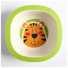 Тарелка детская из бамбука NN «Зверюшки», 250 мл, 14х14х4 см, микс (4591213)
