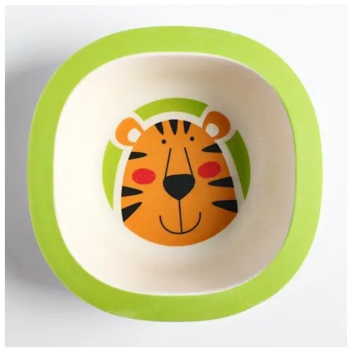 Тарелка детская из бамбука NN «Зверюшки», 250 мл, 14х14х4 см, микс (4591213)