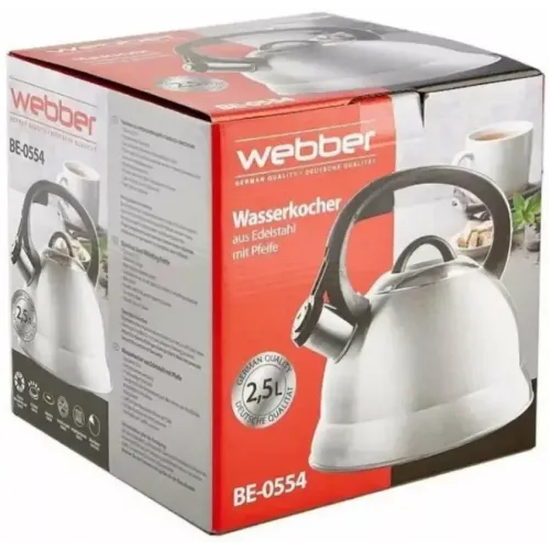 Чайник со свистком WEBBER BE-0554, нерж., 2.5 л.