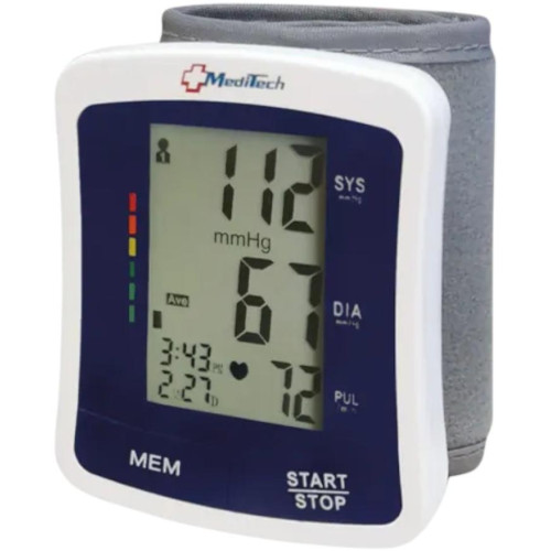 Тонометр автоматический MediTech МТ-65 на запястье, белый/синий