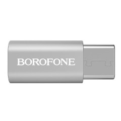 Переходник microUSB to Type-C Borofone BV4 серебро