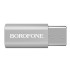 Переходник microUSB to Type-C Borofone BV4 серебро