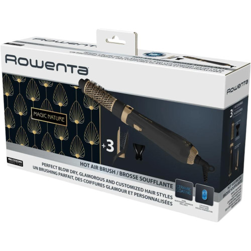 Фен-расческа Rowenta Hot Air Brush CF7826F0 черная/золотая