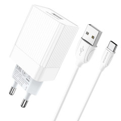 СЗУ BOROFONE 3.0A Type-C  PD 18W BA47A+ кабель белое