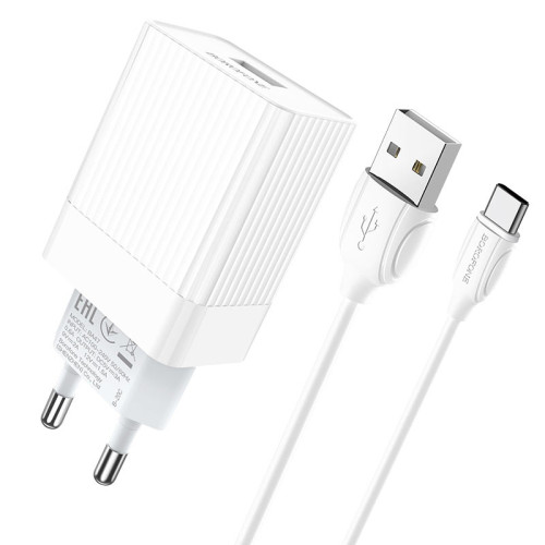 СЗУ BOROFONE 3.0A Type-C  PD 18W BA47A+ кабель белое