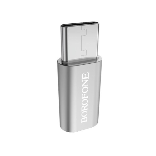 Переходник microUSB to Type-C Borofone BV4 серебро