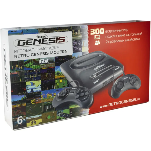 Игровая консоль Retro Genesis Modern 16 Bit (300 игр, проводные геймпады, RCA)
