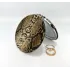 Зеркальце косметическое складное, экокожа, змея, круглое., коричневый/золотой/черный