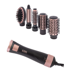 Фен-расческа King Professional KP-6003, 5в1 , черный/розовое золото (стайлер)