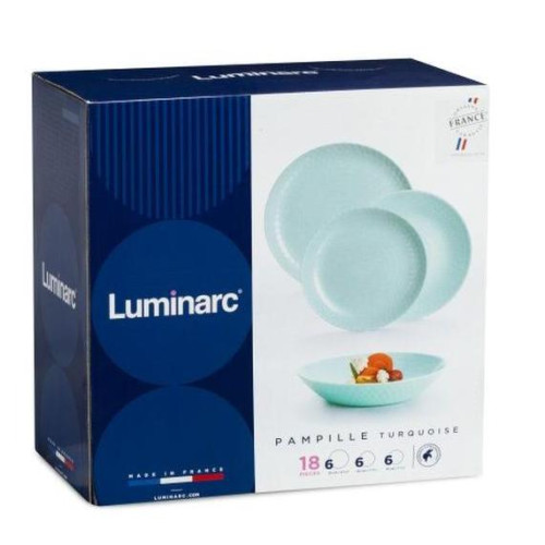 Набор столовый LUMINARC Pampille Turquoise, стеклокерамика, 18 пр. (Q6154)