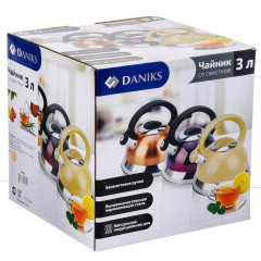 Чайник со свистком Daniks M-014, бежевый, 3 л.