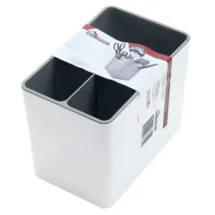 Подставка для столовых приборов DOMOZON ПП-1020, пластик, бело-серая