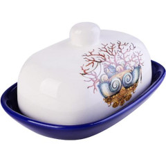 Масленка доломит LORAINE, белый/синий (30815)