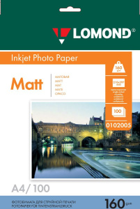 Бумага LOMOND A4 160г/м2 100л.,матовая (0102005)