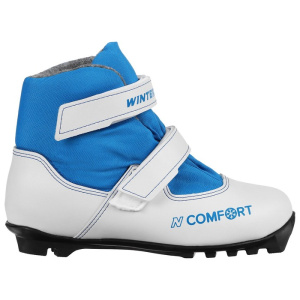 Ботинки лыжные NNN WINTER STAR COMFORT KIDS иск. кожа, цв. белый/синий, лого синий, р.32