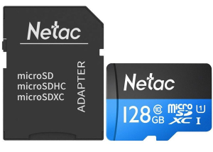 Карта micro-SD 128 GB NETAC P500 (NT02P500STN-128G-R)+ adapter