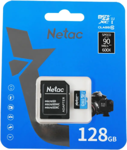 Карта micro-SD 128GB Netac NT02P500STN-128G-R P500 + адаптер