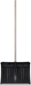 Лопата снеговая USP пластиковая с деревянным чер.V-ручкой 500х375х1200мм (68101-3-2)