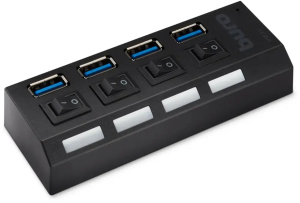 Коммутатор USB 3.0 Buro BU-HUB4-U3.0-L 4порт. черный