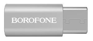 Переходник microUSB to Type-C Borofone BV4 серебро