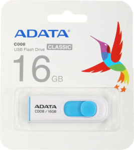 Карта USB2.0 16 GB A-DATA C008 AC008-16G-RWE белый/синий