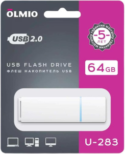 Карта USB2.0 64 GB OLMIO U-283 белый