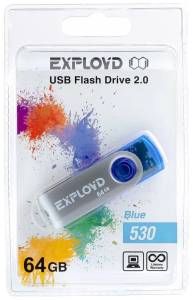 Карта USB2.0 64 GB EXPLOYD 530 синий