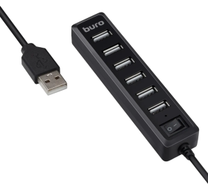 Коммутатор USB 2.0 Buro BU-HUB7-1.0-U2.0 7порт. черный