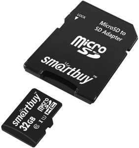 Карта micro-SD 32GB SMARTBUY Class10 UHS-I + адаптер