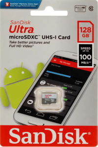 Карта micro-SD 128 GB SanDisk Ultra Class 10 UHS-I [SDSQUNR-128G-GN6MN]