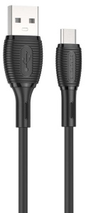 Кабель USB 2.0 A вилка - microUSB 1 м Borofone BX86 силикон (Black)