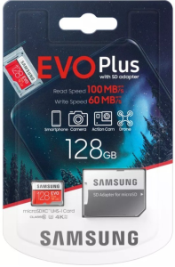 Карта micro-SD 128 GB Samsung MB-MC128KA/RU(EU) EVO PLUS + adapter Class