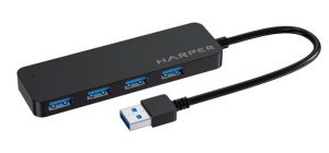 Коммутатор USB 2.0 Harper HUB-04P Black 