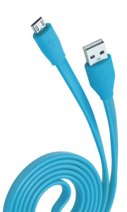 Кабель USB 2.0 A вилка - microUSB 1 м OLMIO 2.1A плоский синий