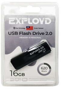 Карта USB2.0 16 GB EXPLOYD 620 черный