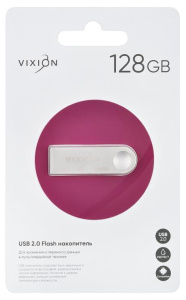 Карта USB2.0 128 GB Vixion Zink Alloy металлик