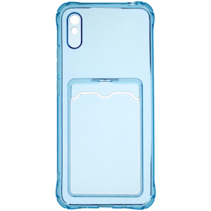 Бампер Xiaomi Redmi 9A ZIBELINO Silicone Card Holder голубой защита камеры