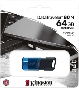 Карта USB3.2 64 GB Kingston DataTraveler 80 M Type-C DT80M 64GB черный