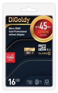 Карта micro-SD 16 GB DIGOLDY Class 10 UHS-1 Extreme (DG016GCSDHC10UHS-1-ElU1 w)