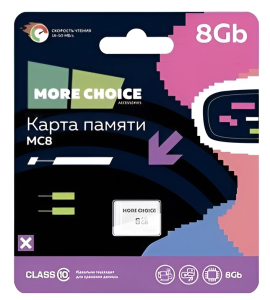 Карта micro-SD 8 GB More choice Class10 MC8 (4610196407505)