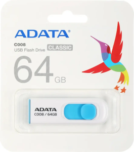 Карта USB2.0 64 GB ADATA Classic C008 (AC008-64G-RWE) синий/белый