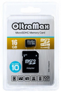 Карта micro-SD 16 GB OLTRAMAX class10+ адаптер