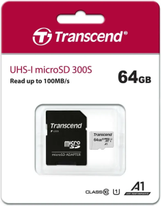 Карта micro-SD 64 GB TRANSCEND TS64GUSD300S-A + адаптер