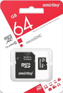 Карта micro-SD 64GB SMARTBUY Class10 LE +адаптер (SB64GBSDCL10-01LE)