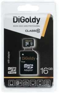 Карта micro-SD 16 GB DIGOLDY class10 + адаптер
