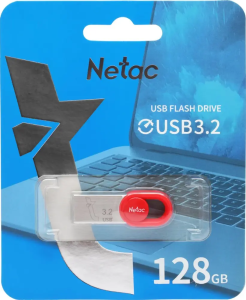 Карта USB3.2 128 GB NETAC UM2 NT03UM2N-128G-32RE серебристый/красный