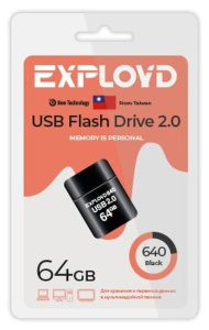 Карта USB2.0 64 GB EXPLOYD 640 черный