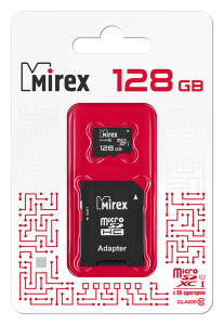 Карта micro-SD 128 GB MIREX UHS-I (13613-AD10S128)+ SD-адаптер