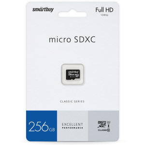 Карта micro-SD 256 GB SMARTBUY SB256GBSDCL10-01 Class10 UHS-1 + адаптером