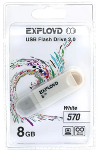 Карта USB2.0 8 GB EXPLOYD 570 белый